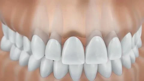 Pressure from the lower teeth to the upper teeth Stock Photos