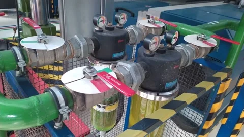 Pressure manometers in factory Stock Footage 170524412