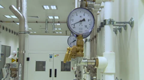 Pressure Meter Close up in Technical Laboratory Stock Footage 67456597