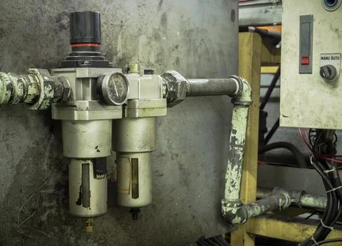 Pressure meter on a machine Stock Photos