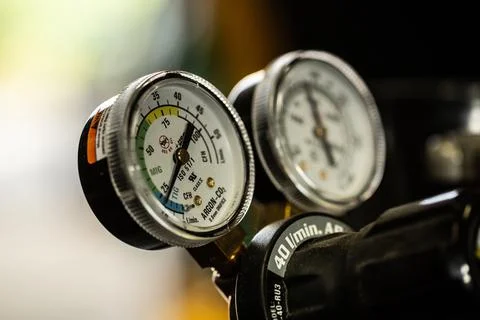 Pressure meter of welding machine Foto stock