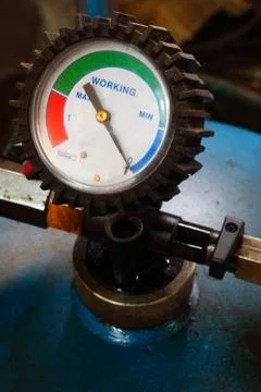 Pressure meter at working zero Stock Photos