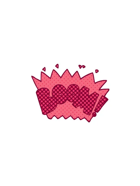 Pressure popping animation of comic book style cartoon word boom Stock Footage 324088801
