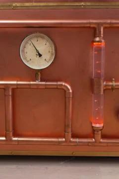 Pressure sensor on copper pipe for steam control Stock Photos