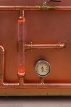 Pressure sensor on copper pipe for steam control Stock Photos