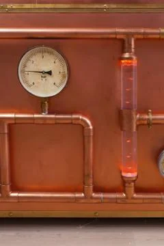Pressure sensor on copper pipe for steam control Stock Photos