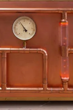Pressure sensor on copper pipe for steam control Stock Photos