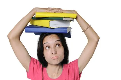 Pressure of studies  on student's face. Stock Photos