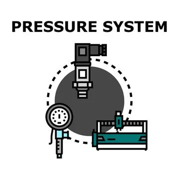 Pressure system engineering measuring device concept Stock Illustration