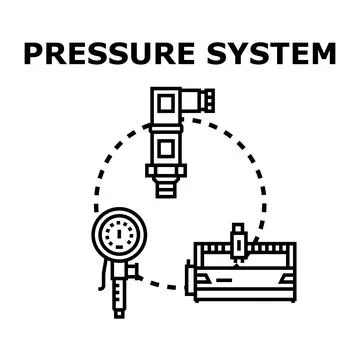 Pressure system engineering measuring device concept Stock Illustration