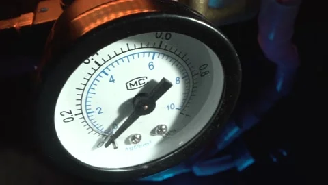 Pressure valve in operation. Measuring tools. Demolition work on the Zhongxiao Stock Footage 151471644