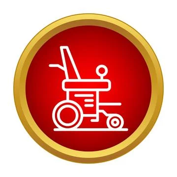 Pressure washer machine icon red button Stock Illustration