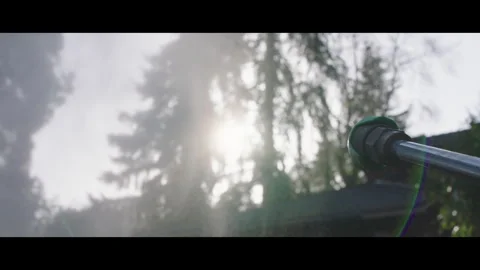 Pressure Washer Stops Spraying and Leaves a Fine Hazy Mist Stock Footage 265645882