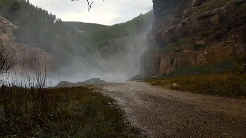 Pressurized water dam Stock Footage 128379910