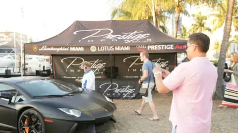 Prestige Imports Pavilion at the Miami International Boat Show Stock Footage