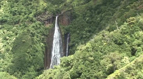 Prestine Waterfall Aerial Video stock 5295387