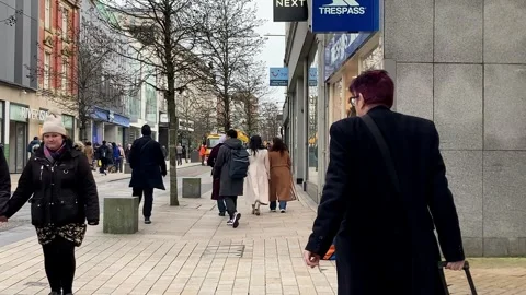 Preston, UK 01/25/2024 Rough Sleeper seeking donations in Fishergate Stock Footage 262757346