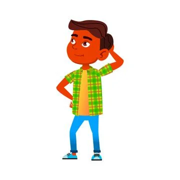 Preteen Boy Thinking For Solving Problem Vector Illustrazione stock
