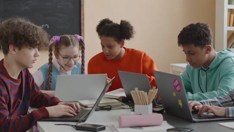Preteen Students Having Programming Lesson at School Stock Footage 248530638