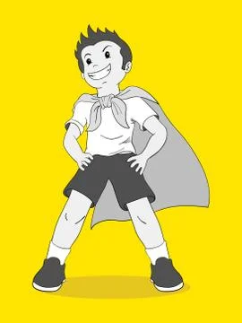 Pretending to be a Superhero Stock Illustration