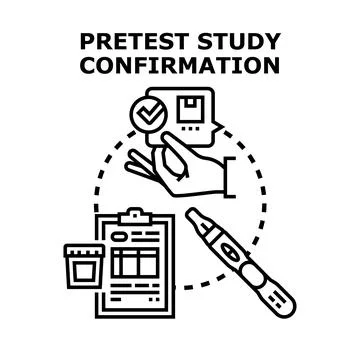 Pretest study confirmation medical analysis process Stock Illustration