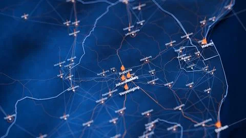 Pretoria map big data visualization. Futuristic map infographic of city in South Stock Illustration