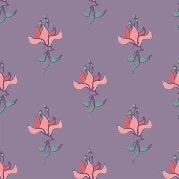 Pretty and elegant vector seamless flower pattern with pale pink flowers on a Stock Illustration