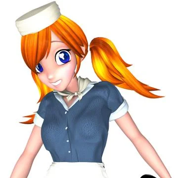 Pretty anime waitress Stock Illustration
