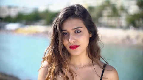 Pretty Arab / middle eastern girl portrait Stock Footage 78366290