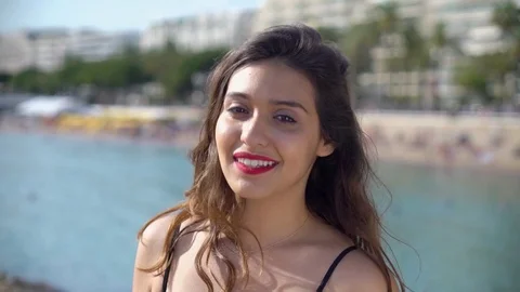 Pretty Arab / middle eastern girl portrait Stock Footage 78366512