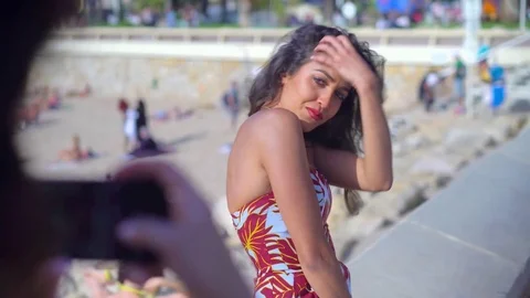 Pretty Arab / middle eastern girls taking photos of each other Stock Footage 78366301