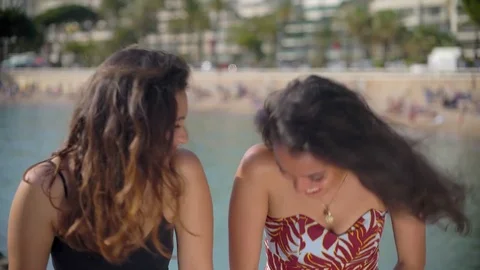 Pretty Arab / middle eastern girls chatting Stock Footage 78366565