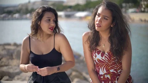Pretty Arab / middle eastern girls chatting Stock Footage 78366736