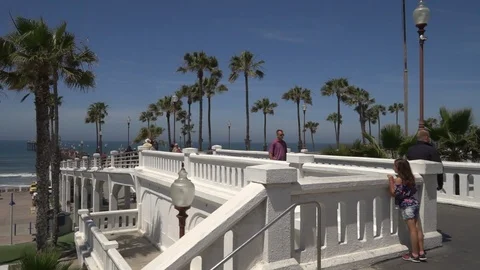 The pretty architecture of the Oceanside Pier Stock Footage 97146721
