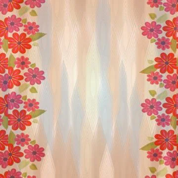 Pretty background tile with small red flowers on the side Stock Illustration