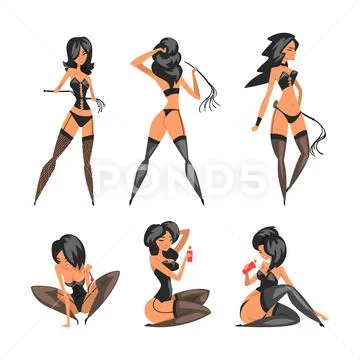 sensual female bdsm whip lady Stock Vector