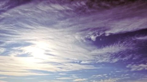 Pretty big bright clouds in the blue sky background - photo of nature Stock Photos