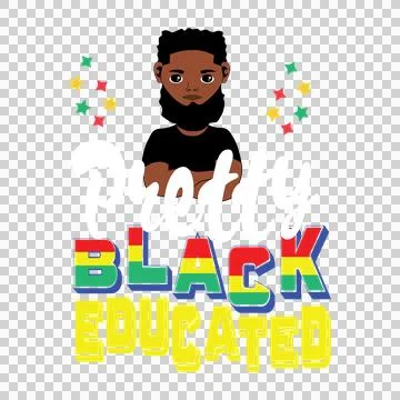 Pretty Black Educated Text With Stars silhouette display Stock Illustration