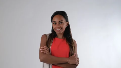 Pretty black model working on camera in fashion studio Stock Footage 157645026