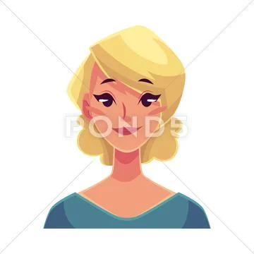 Pretty blond woman, neutral facial expression Stock Illustration