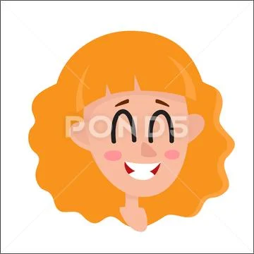 Pretty blonde hair woman, laughing facial expression Stock Illustration