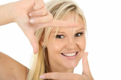 Pretty Blonde with Hand Frame Stock Photos