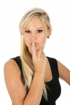 Pretty Blonde with Thoughful Expression Stock Photos
