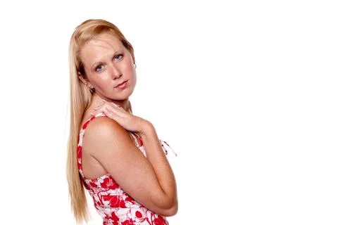 Pretty blonde on white background Stock Photos