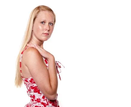 Pretty blonde on white background Stock Photos