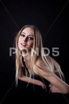 Pretty blonde yong woman Stock Photos