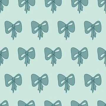 Pretty blue seamless pattern with a bow for textile and packaging design. A c Stock Illustration