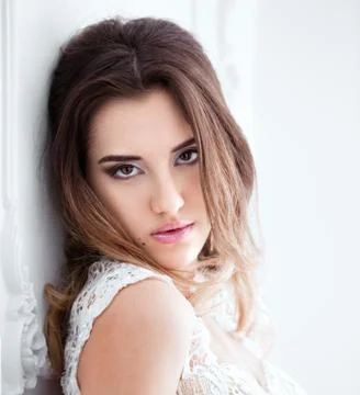 Pretty bride with the nice makeup Stock Photos