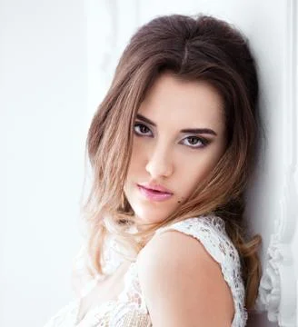 Pretty bride with the nice makeup Stock Photos