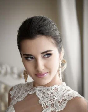 Pretty bride with the nice makeup Stock Photos